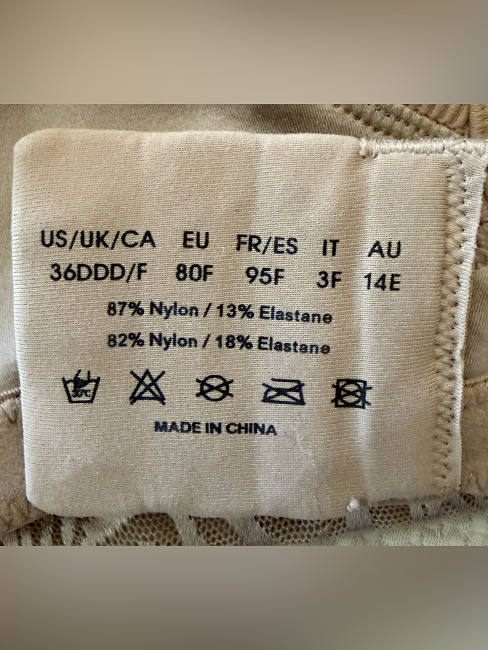 Beige Women’s 36DDD Bra - Wingslove